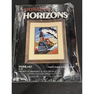 Monarch Horizons Ross Stitch Kit #427 Engine Train Vintage 1984 Sealed
